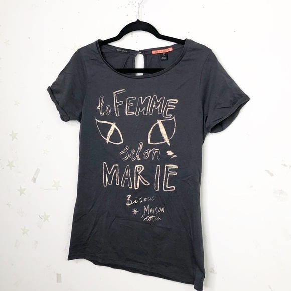 𝅺Scotch & Soda Maison Scotch Les Bon Vivants dark gray graphic T-shirt - Picture 3 of 11